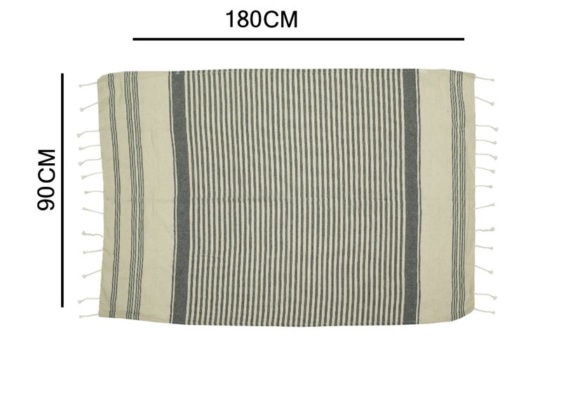 Ambrosia منشفة شاطئ وبيكيني تركية/فوتا 90x180 سم من بولي قطن رمادي - Image 4